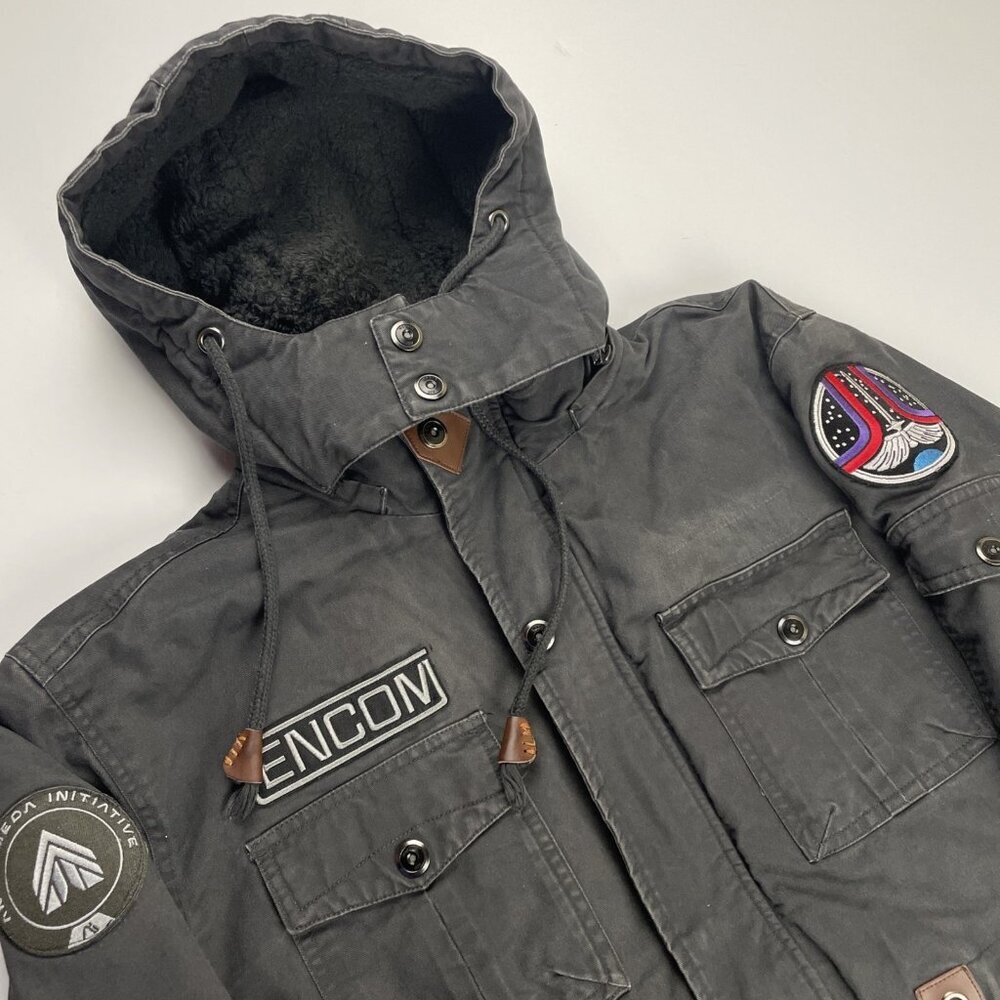Tacvasen Military Style Jacket Men’s M Canvas Coat Sherpa Lined Patches Hooded